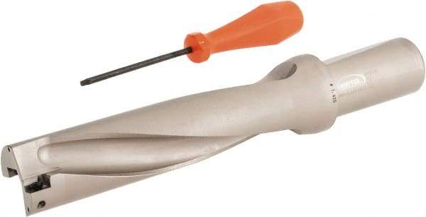 Hertel - 6-1/2" Max Drill Depth, 4xD, 1-5/8" Diam, Indexable Insert Drill - 2 Inserts, 1-1/2" Shank Diam, Straight Shank - USA Tool & Supply