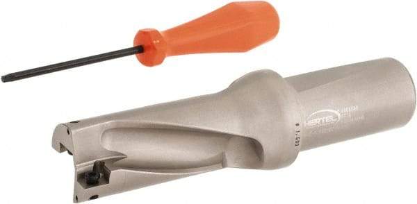 Hertel - 3" Max Drill Depth, 2xD, 1-1/2" Diam, Indexable Insert Drill - 2 Inserts, 1-1/2" Shank Diam, Straight Shank - USA Tool & Supply