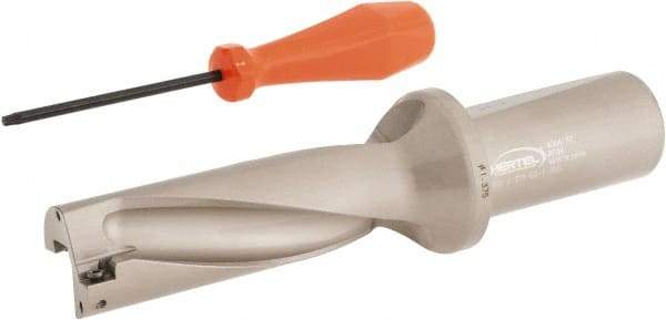 Hertel - 4-1/8" Max Drill Depth, 3xD, 1-3/8" Diam, Indexable Insert Drill - 2 Inserts, 1-1/2" Shank Diam, Straight Shank - USA Tool & Supply