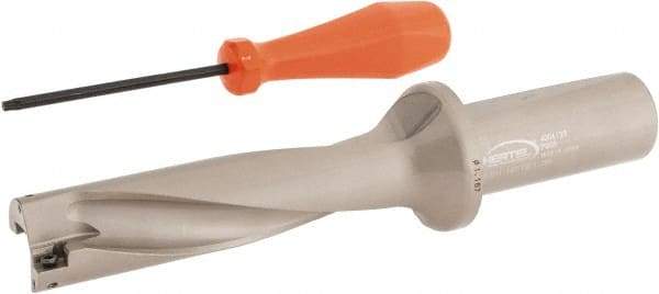 Hertel - 4-3/4" Max Drill Depth, 4xD, 1-3/16" Diam, Indexable Insert Drill - 2 Inserts, 1-1/4" Shank Diam, Straight Shank - USA Tool & Supply