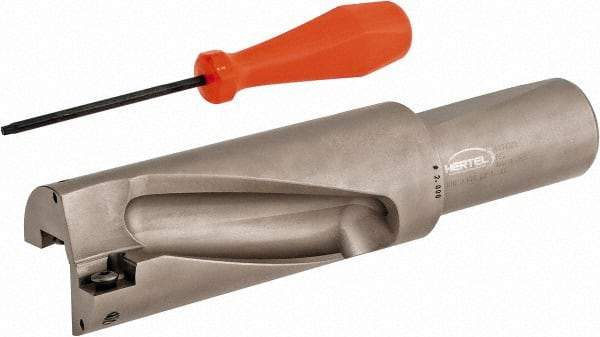 Hertel - 4" Max Drill Depth, 2xD, 2" Diam, Indexable Insert Drill - 2 Inserts, 1-1/2" Shank Diam, Straight Shank - USA Tool & Supply