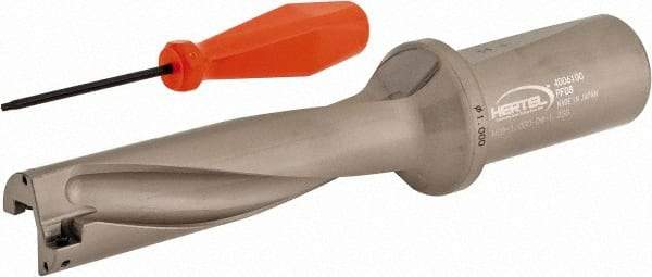 Hertel - 4" Max Drill Depth, 4xD, 1" Diam, Indexable Insert Drill - 2 Inserts, 1-1/4" Shank Diam, Straight Shank - USA Tool & Supply