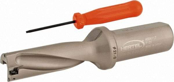 Hertel - 2.4803" Max Drill Depth, 3xD, 0.8268" Diam, Indexable Insert Drill - 2 Inserts, 63/64" Shank Diam, Straight Shank - USA Tool & Supply