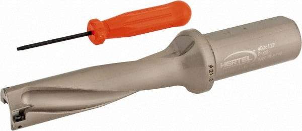 Hertel - 3.3071" Max Drill Depth, 4xD, 0.8268" Diam, Indexable Insert Drill - 2 Inserts, 63/64" Shank Diam, Straight Shank - USA Tool & Supply