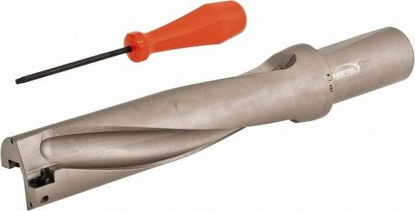 Hertel - 6-3/4" Max Drill Depth, 4xD, 1-11/16" Diam, Indexable Insert Drill - 2 Inserts, 1-1/2" Shank Diam, Straight Shank - USA Tool & Supply