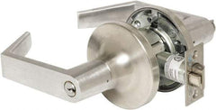 Yale - Entrance Lever Lockset - 2-3/4" Back Set, Steel, Brushed Chrome Finish - USA Tool & Supply