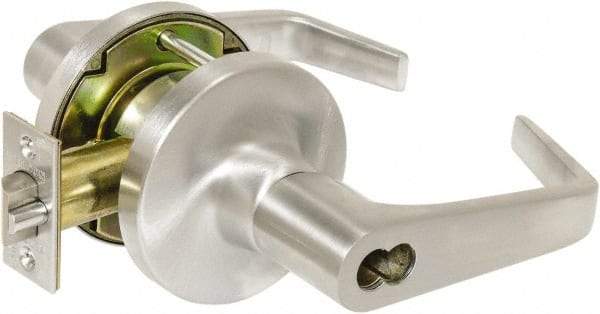 Falcon - Storeroom Lever Lockset - 2-3/4" Back Set, Steel, Brushed Chrome Finish - USA Tool & Supply