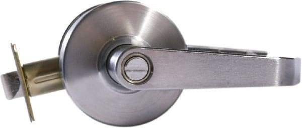 Arrow Lock - Entry Lever Lockset - 2-3/4" Back Set, Steel, Brushed Chrome Finish - USA Tool & Supply