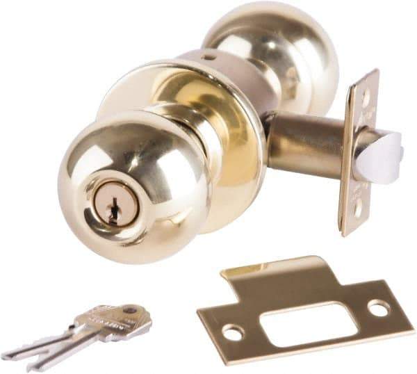 Arrow Lock - Entrance Lever Lockset - 2-3/4" Back Set, Steel, Bright Brass Finish - USA Tool & Supply