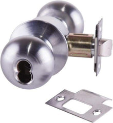 Arrow Lock - Entrance Lever Lockset - 2-3/4" Back Set, Steel, Brushed Chrome Finish - USA Tool & Supply