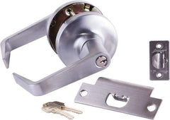 Arrow Lock - Storeroom Lever Lockset - 2-3/4" Back Set, Steel, Brushed Chrome Finish - USA Tool & Supply