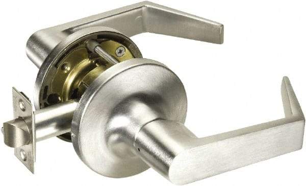 Yale - Privacy Lever Lockset - 2-3/4" Back Set, Steel, Brushed Chrome Finish - USA Tool & Supply