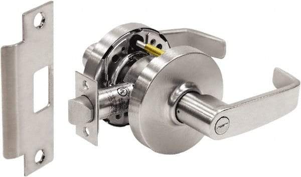 Sargent - Privacy Lever Lockset - 2-3/4" Back Set, Steel, Brushed Chrome Finish - USA Tool & Supply