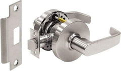 Sargent - Passage Lever Lockset - 2-3/4" Back Set, Steel, Brushed Chrome Finish - USA Tool & Supply