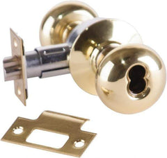 Arrow Lock - Entrance Lever Lockset - 2-3/4" Back Set, Steel, Bright Brass Finish - USA Tool & Supply