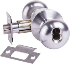 Arrow Lock - Entrance Lever Lockset - 2-3/4" Back Set, Steel, Brushed Chrome Finish - USA Tool & Supply