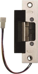 Rutherford - 4.88" Long x 1-1/4" Wide, Satin Stainless Steel Finish, Electric Door Strike - Field Selectable 12 or 24 VDC & 12-24 VAC, Corded Power, Zinc Alloy - USA Tool & Supply