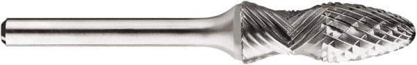 SGS Pro - 1/2" Cut Diam, 1/4" Shank Diam, Cylinder Head Double Cut Burr - Carbide, Flat End, 1" LOC, 1" OAL - USA Tool & Supply