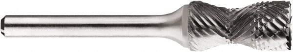 SGS Pro - 1/2" Cut Diam, 1/4" Shank Diam, Cylinder with End Cut Head Double Cut Burr - Carbide, End Cut End, 1" LOC, 1" OAL - USA Tool & Supply