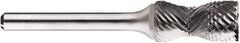 SGS Pro - 1/2" Cut Diam, 1/4" Shank Diam, Cylinder with End Cut Head Double Cut Burr - Carbide, End Cut End, 1" LOC, 1" OAL - USA Tool & Supply