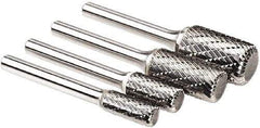 SGS Pro - 1/4" Cut Diam, 1/4" Shank Diam, Cylinder Head Double Cut Burr - Carbide, Flat End, 3/4" LOC, 3/4" OAL - USA Tool & Supply