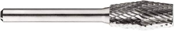 SGS Pro - 1/2" Cut Diam, 1/4" Shank Diam, Inverted Cone Head Double Cut Burr - Carbide, Flat End, 1" LOC, 1" OAL - USA Tool & Supply