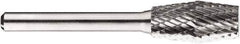 SGS Pro - 1/2" Cut Diam, 1/4" Shank Diam, Inverted Cone Head Double Cut Burr - Carbide, Flat End, 1" LOC, 1" OAL - USA Tool & Supply