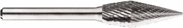 SGS Pro - 1/2" Cut Diam, 1/4" Shank Diam, Cone Head Double Cut Burr - Carbide, Point End, 1-1/4" LOC, 1-1/4" OAL - USA Tool & Supply