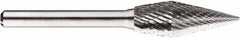 SGS Pro - 1/2" Cut Diam, 1/4" Shank Diam, Cone Head Double Cut Burr - Carbide, Point End, 1-1/4" LOC, 1-1/4" OAL - USA Tool & Supply
