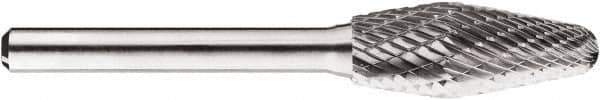 SGS Pro - 1/2" Cut Diam, 1/4" Shank Diam, Taper Head Double Cut Burr - Carbide, Radius End, 1-1/4" LOC, 1-1/4" OAL - USA Tool & Supply