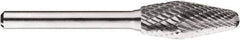 SGS Pro - 1/2" Cut Diam, 1/4" Shank Diam, Taper Head Double Cut Burr - Carbide, Radius End, 1-1/4" LOC, 1-1/4" OAL - USA Tool & Supply