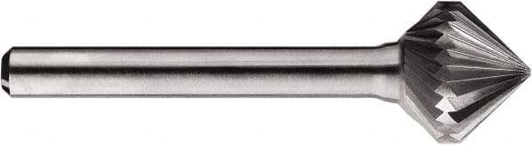 SGS Pro - 5/8" Cut Diam, 1/4" Shank Diam, Cone Head Single Cut Burr - Carbide, Point End, 5/8" LOC, 5/8" OAL - USA Tool & Supply