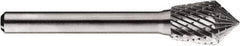 SGS Pro - 1/2" Cut Diam, 1/4" Shank Diam, Inverted Cone Head Double Cut Burr - Carbide, Point End, 3/4" LOC, 3/4" OAL - USA Tool & Supply