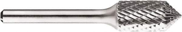 SGS Pro - 1/2" Cut Diam, 1/4" Shank Diam, Cone Head Double Cut Burr - Carbide, Point End, 1" LOC, 1" OAL - USA Tool & Supply