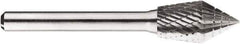 SGS Pro - 1/2" Cut Diam, 1/4" Shank Diam, Cone Head Double Cut Burr - Carbide, Point End, 7/8" LOC, 7/8" OAL - USA Tool & Supply
