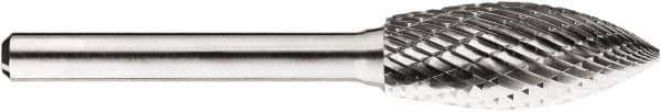 SGS Pro - 1/2" Cut Diam, 1/4" Shank Diam, Tree Head Double Cut Burr - Carbide, Point End, 1-1/4" LOC, 1-1/4" OAL - USA Tool & Supply
