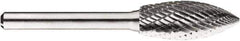 SGS Pro - 1/2" Cut Diam, 1/4" Shank Diam, Tree Head Double Cut Burr - Carbide, Point End, 1-1/4" LOC, 1-1/4" OAL - USA Tool & Supply