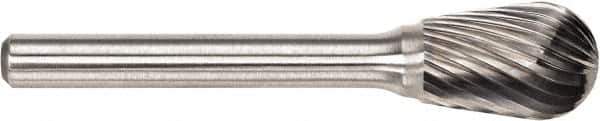 SGS Pro - 1/2" Cut Diam, 1/4" Shank Diam, Ball Head Double Cut Burr - Carbide, Ball End, 3/4" LOC, 3/4" OAL - USA Tool & Supply