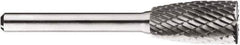 SGS Pro - 1/2" Cut Diam, 1/4" Shank Diam, Cylinder with End Cut Head Double Cut Burr - Carbide, End Cut End, 1" LOC, 1" OAL - USA Tool & Supply