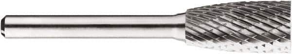 SGS Pro - 1/2" Cut Diam, 1/4" Shank Diam, Cylinder Head Double Cut Burr - Carbide, Flat End, 1" LOC, 1" OAL - USA Tool & Supply