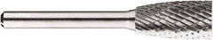 SGS Pro - 1/2" Cut Diam, 1/4" Shank Diam, Cylinder Head Double Cut Burr - Carbide, Flat End, 1" LOC, 1" OAL - USA Tool & Supply