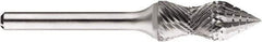 SGS Pro - 1/2" Cut Diam, 1/4" Shank Diam, Cone Head Double Cut Burr - Carbide, Point End, 1-1/4" LOC, 1-1/4" OAL - USA Tool & Supply