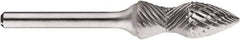 SGS Pro - 1/2" Cut Diam, 1/4" Shank Diam, Tree Head Double Cut Burr - Carbide, Point End, 1-1/4" LOC, 1-1/4" OAL - USA Tool & Supply
