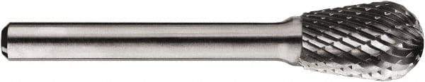 SGS Pro - 1/2" Cut Diam, 1/4" Shank Diam, Ball Head Single Cut Burr - Carbide, Ball End, 3/4" LOC, 3/4" OAL - USA Tool & Supply