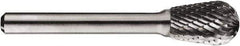SGS Pro - 1/2" Cut Diam, 1/4" Shank Diam, Ball Head Single Cut Burr - Carbide, Ball End, 3/4" LOC, 3/4" OAL - USA Tool & Supply