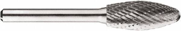 SGS Pro - 1/2" Cut Diam, 1/4" Shank Diam, Tree with Radius Head Double Cut Burr - Carbide, Radius End, 1-1/4" LOC, 1-1/4" OAL - USA Tool & Supply