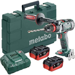 Metabo - 18 Volt 1/2" Chuck Pistol Grip Handle Cordless Drill - 0-500 & 0-2050 & 3800 RPM, Keyless Chuck, Reversible, 2 Lithium-Ion Batteries Included - USA Tool & Supply