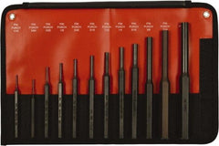 Mayhew - 12 Piece, 1/16 to 1/2", Pin Punch Set - Hex Shank, Steel, Comes in Kit Bag - USA Tool & Supply