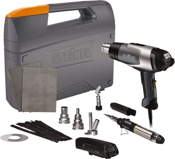 Steinel - 120 to 1,200°F Heat Setting, 4 to 13 CFM Air Flow, Heat Gun Kit - 120 Volts, 13.5 Amps, 1,600 Watts, 6' Cord Length - USA Tool & Supply