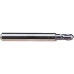 Emuge - 1.5mm Diam, 2.5mm LOC, 2 Flute Solid Carbide Ball End Mill - TiAlN Finish, Single End, 57mm OAL, 6mm Shank Diam, Ball Flute - USA Tool & Supply